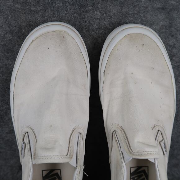 Vans Shoes Womens 8.5 Classic Slip On Casual Sneakers White Canvas Skate Active - Picture 7 of 11
